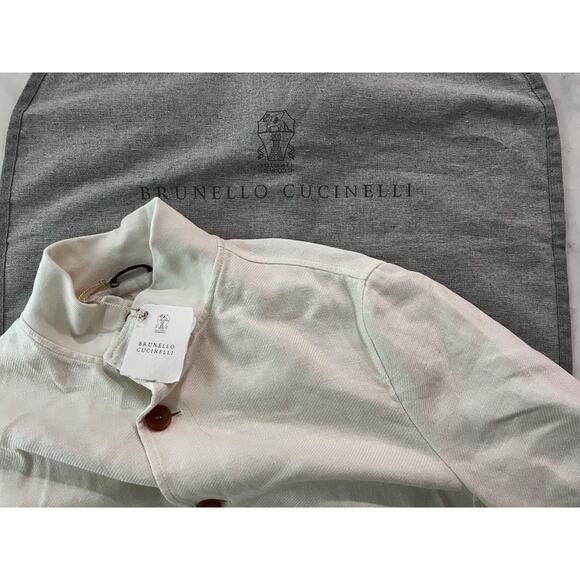 $4000 Brunello Cucinelli Ivory Bomber Jacket Linen Blend IT50 US M/L - Picture 13 of 16